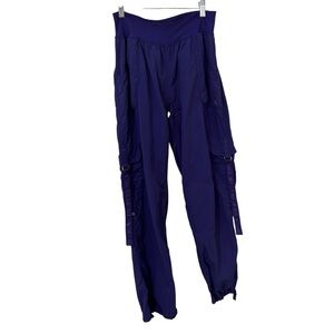 Zumba nylon elastic waist purple cargo athletic workout pants size XL
